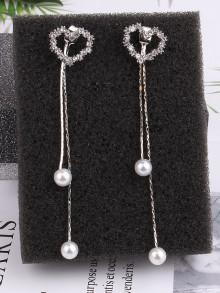 Romwe Open Heart Detail Long Drop Earrings