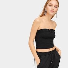 Romwe Twist Detail Crop Bandeau Top