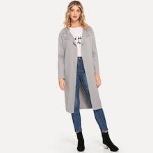 Romwe Notched Neck Solid Outerwear