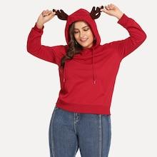 Romwe Plus Solid Hooded Sweatshirt
