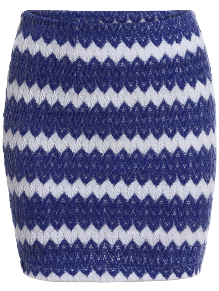 Romwe Striped Knit Bodycon Skirt