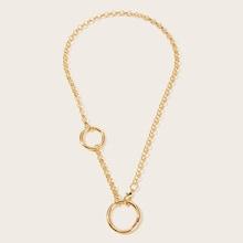 Romwe Circle Pendant Chain Necklace 1pc