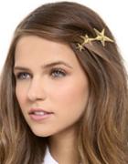 Romwe Gold Plated Star Shape Hair Clips