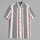 Romwe Guys Stripe Print Buttoned Shirt