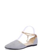Romwe Chain Strap Pointed Toe Flats