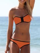 Romwe Contrast Zipper Bikini Set