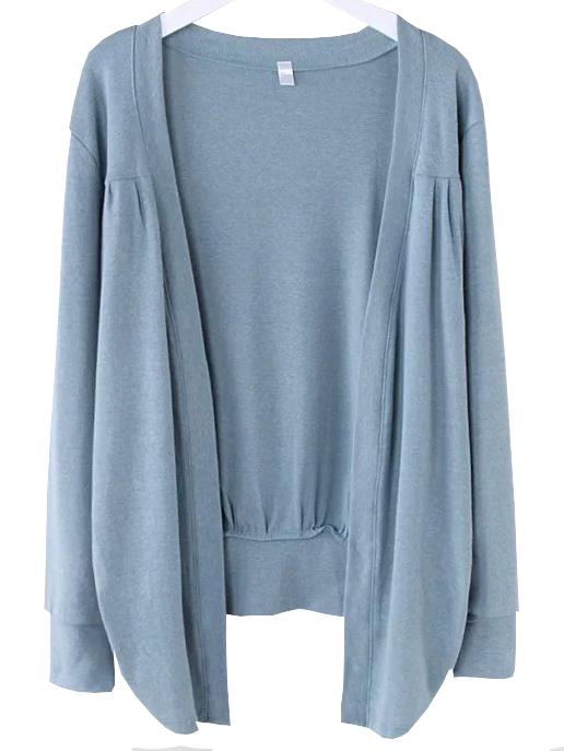 Romwe Seafoam Asymmetrical Ruched Cardigan