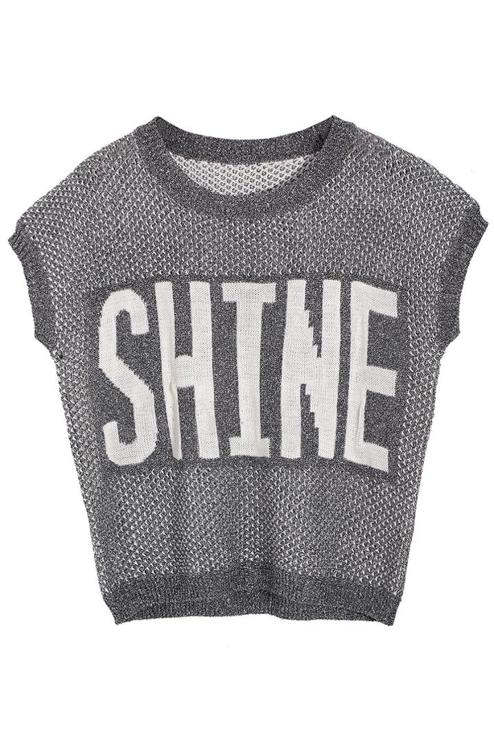 Romwe Shine Print Silvery Jumper