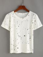 Romwe Ink Drop Print T-shirt