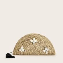 Romwe Shell Decor Half Round Woven Clutch Bag