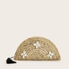 Romwe Shell Decor Half Round Woven Clutch Bag