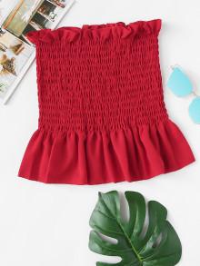 Romwe Smock Ruffle Hem Tube Top