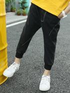 Romwe White Line Stitches Cropped Jeans