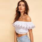 Romwe Embroidery Off The Shoulder Blouse