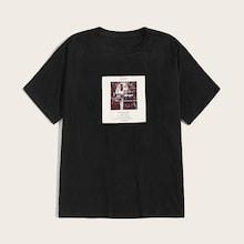 Romwe Guys Streetscape & Slogan Print Tee