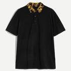 Romwe Guys Retro Print Collar Polo Shirt