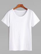 Romwe White Short Sleeve Basic T-shirt