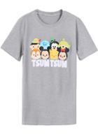 Romwe Cartoon Tsumtsum Print Grey T-shirt