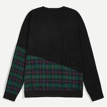 Romwe Guys Contrast Plaid Sweatshirt