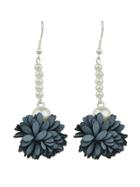 Romwe Gray Color Imitation Pearl Flower Danling Earrings