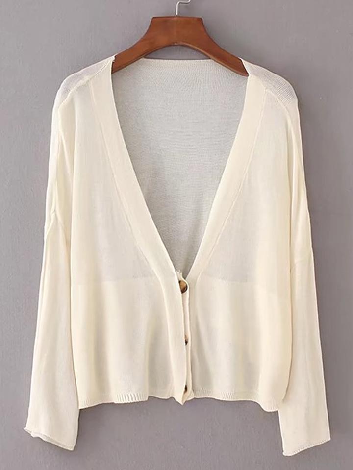 Romwe Hidden Button Cardigan In Fine Knit