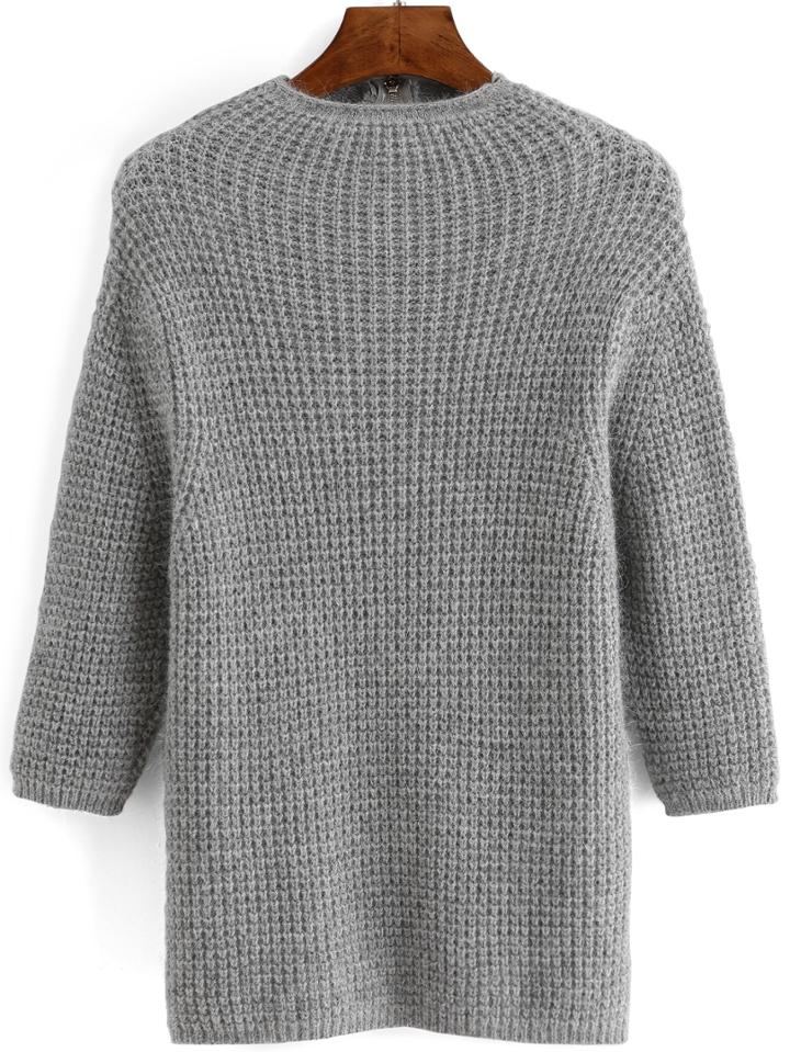 Romwe High Neck Chunky Knit Grey Jumper