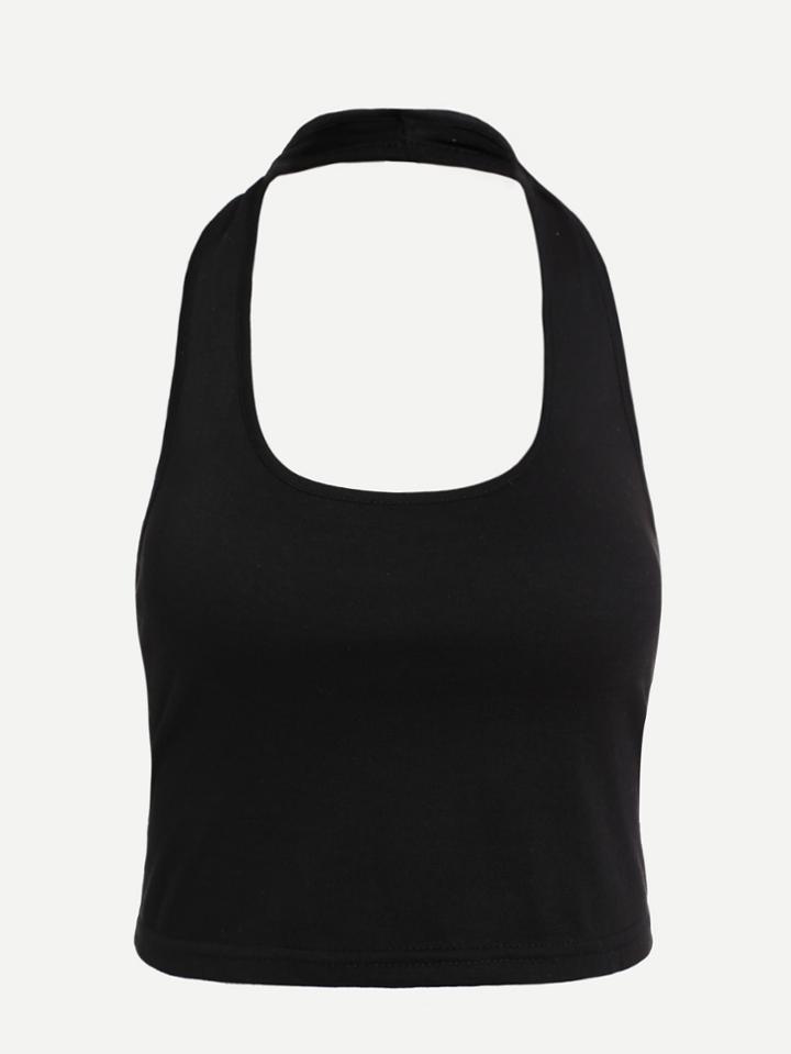 Romwe Halter Neck Low Back Top