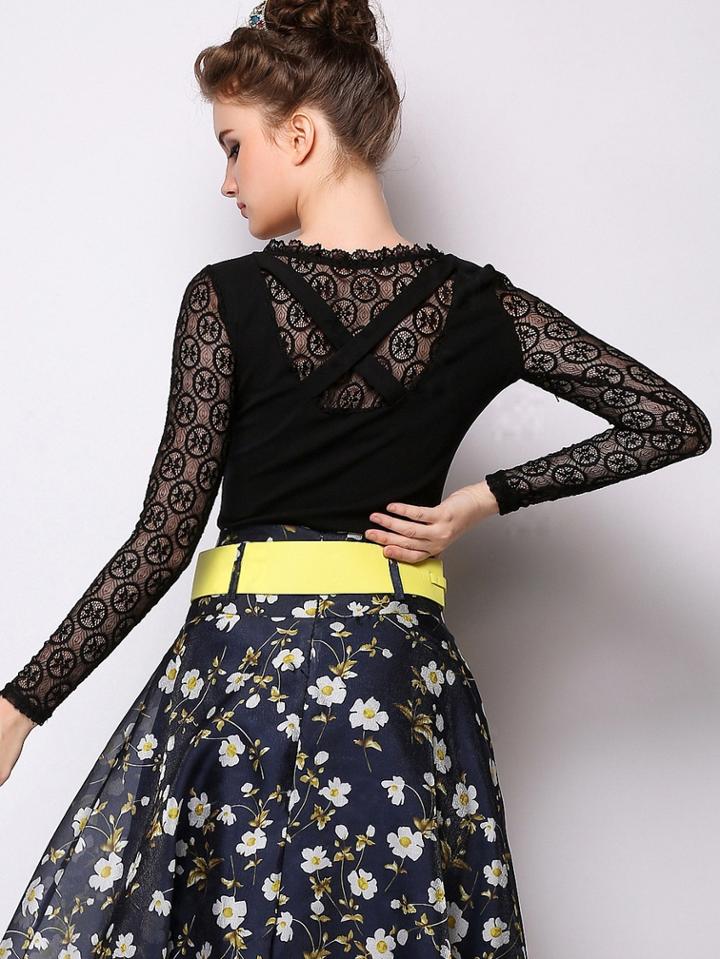 Romwe Long Sleeve Crisscross Back Blouse