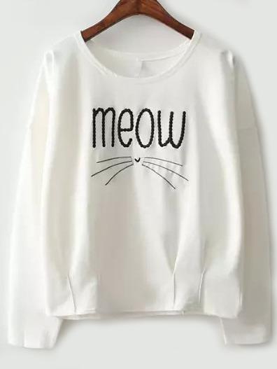 Romwe Letter Embroidered Loose T-shirt