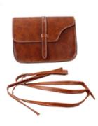 Romwe Brown Pu Leather Straps Shoulder Bag