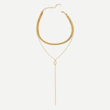 Romwe Chain Lariats Layered Necklace