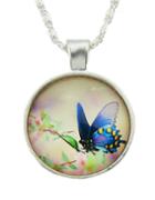 Romwe Latest Design Silver Plated Butterfly Pendant Necklace