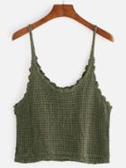Romwe Green Hollow Out Knitted Cami Top