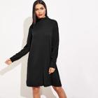 Romwe Cut-and-sew Rolled Neck Knit Dress