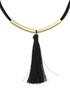 Romwe Gold Tassel Hanging Collar Necklace