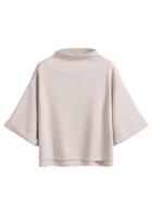 Romwe Mock Neck Cuffed Sleeve High Low T-shirt