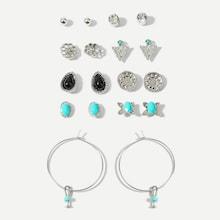 Romwe Triangle & Round Stud Earrings 9pairs