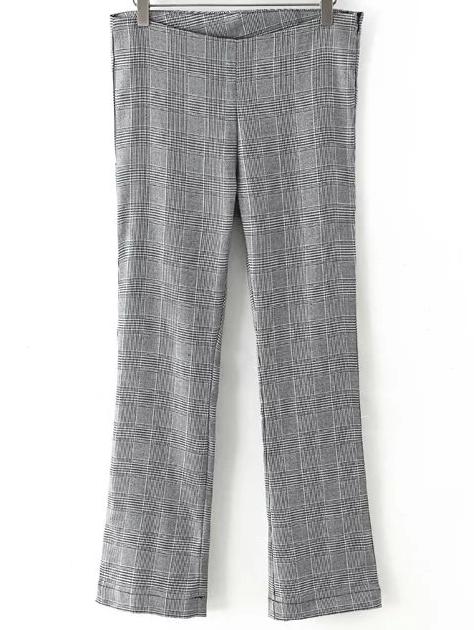 Romwe Houndstooth Pant With Zipper