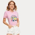 Romwe Car Print Tee
