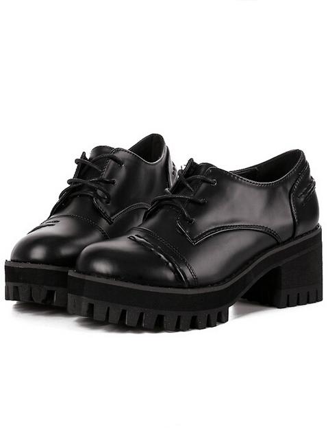 Romwe Black Round Toe Pu Flats