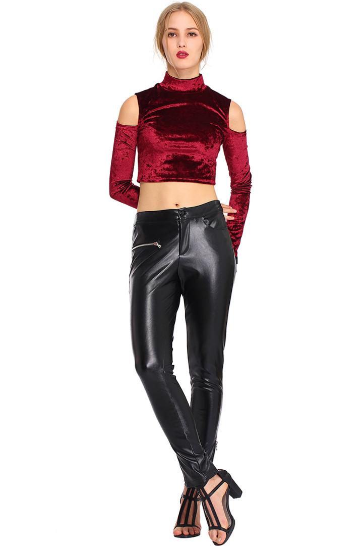Romwe Romwe Black Moto Pu Pants