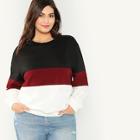 Romwe Plus Drop Shoulder Cut And Sew Sweatshirt