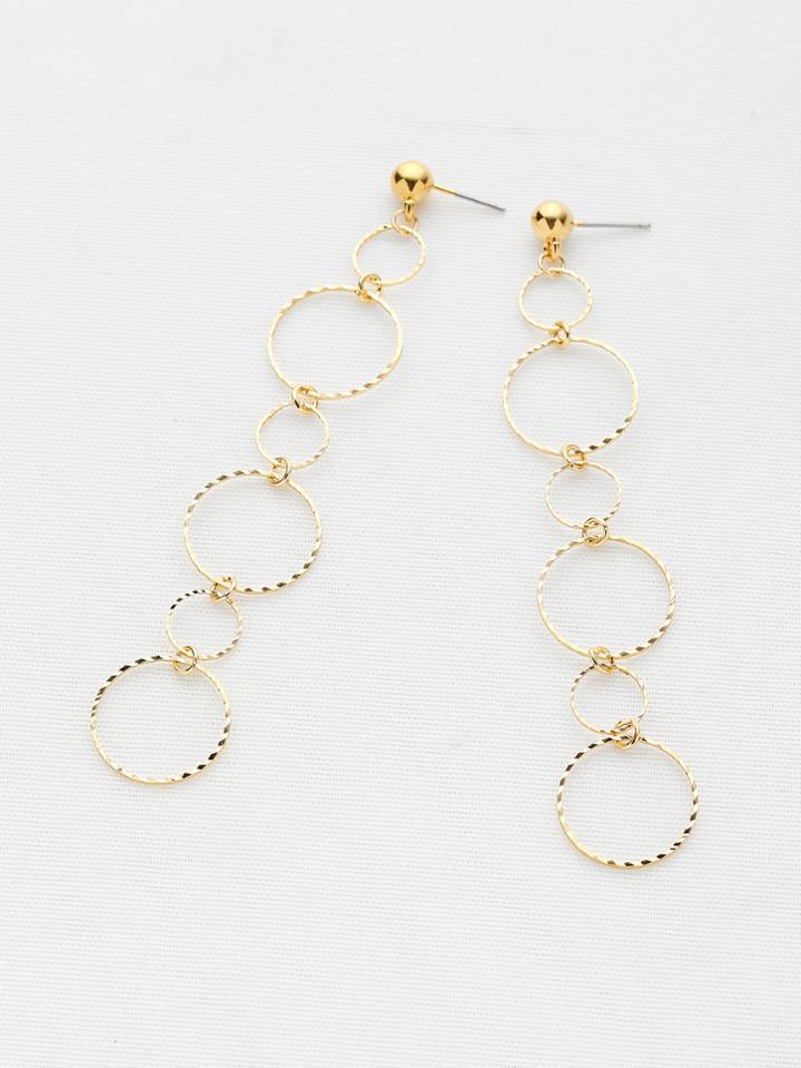 Romwe Multi Hoop Textured Drop Earrings
