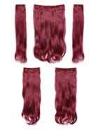 Romwe Burgundy Clip In Soft Wave Hair Extension 5pcs