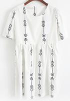 Romwe Short Sleeve Geometric Print Shift Dress