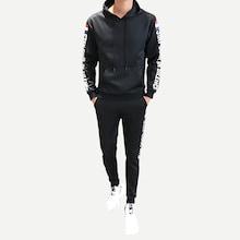 Romwe Men Letter Print Hoodie With Pants
