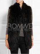 Romwe Black Sleeveless Faux Fur Vest