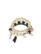 Romwe Black Pearl Beaded Multilayers Hand Chain