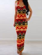 Romwe Multicolor Tribal Print Maxi Tank Dress