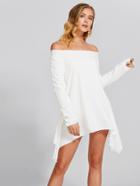 Romwe Off Shoulder Asymmetric Hem Dress